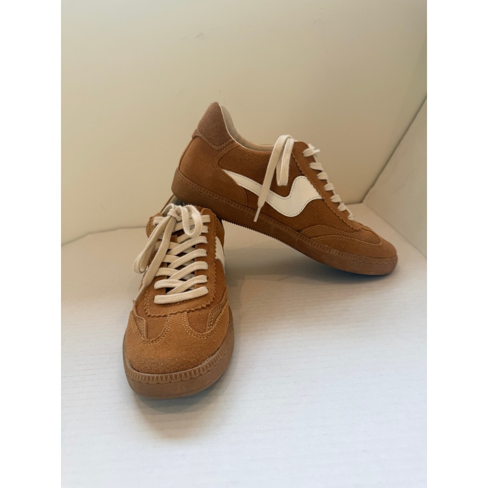 Dolce Vita Dolen Cognac Suede Lace Up Sneakers Brown White Gum Sole Womens 7.5
